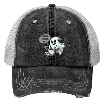 Discover Playful Ghost's Surprise Turkey Trucker Hats