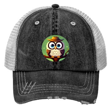 Discover Owl in a hat Trucker Hats