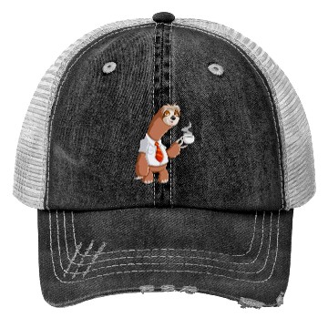 Discover Smiling Sloth With Coffee Trucker Hats