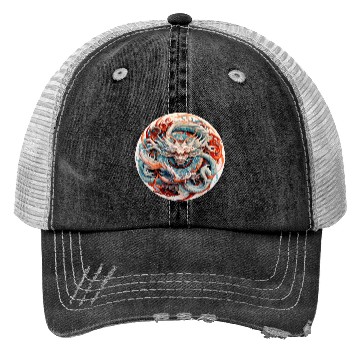 Discover Chinese Dragon Mandala Art Trucker Hats