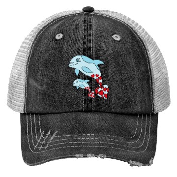 Discover The Endearing Dance of Dolphin Mom and Kid Trucker Hats