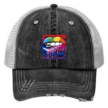 Discover Gay Rainbow Pride LGBTQ Bisexual Flag Rainbow Lips Trucker Hats