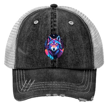 Discover Eerie Blacklight Wolf Trucker Hats - Neon Colors