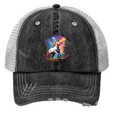 Discover Majestic Rainbow Unicorn Trucker Hats