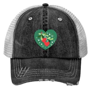 Discover Mistletoe Hearts Trucker Hats