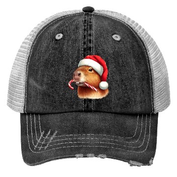 Discover Festive capybara with candy cane Trucker Hats
