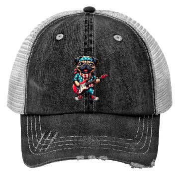 Discover Pug Guitarist Trucker Hats