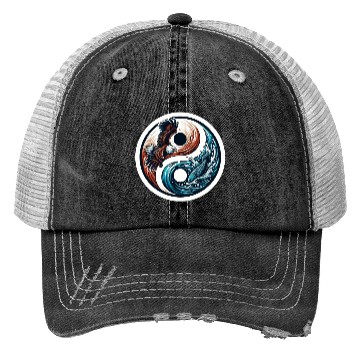 Discover Yin Yang Eagle Fish Symbol Trucker Hats