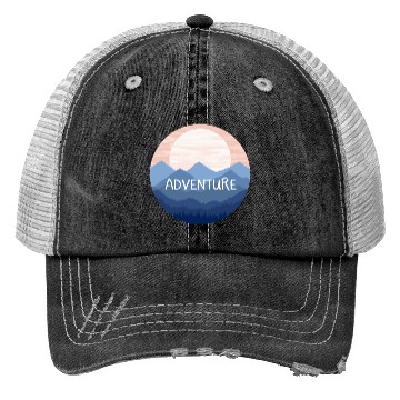 Discover Adventure Mountain Landscape Sunset Trucker Hats