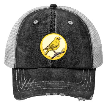 Discover yellow Canary in a circular shape Trucker Hats