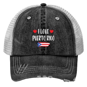 Discover I Love Puerto Rico pride heart Trucker Hats