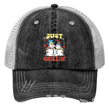 Discover Snowmen Just Chillin' Winter Time Snow Trucker Hats
