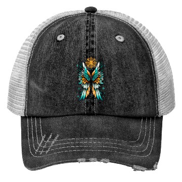 Discover Angel Wings Embracing Snowflakes Trucker Hats