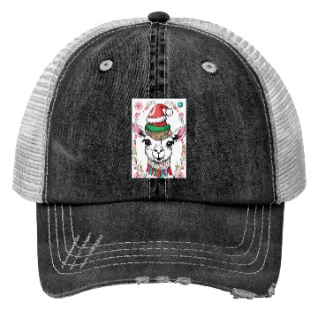 Discover Funny cute llama Christmas lama Trucker Hats