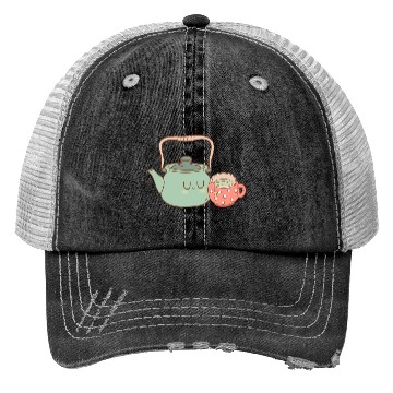 Discover Tea Kettle and Cup of Green Tea Trucker Hats