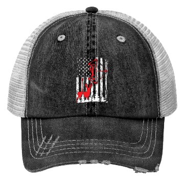 Discover Patriotic Bow Hunting Deer Hunter Flag American Trucker Hats