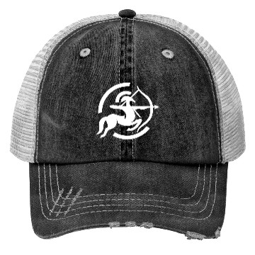 Discover Zodiac Sagittarius Arc Icon Minimalistic White Trucker Hats