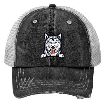 Discover Colored Husky Chronicles: Arctic Elegance Trucker Hats