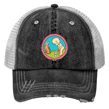 Discover Baby Playing Golf Golf Player Gift Trucker Hats