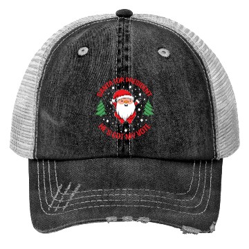Discover Santa For President Christmas Tree Voting Voter Trucker Hats