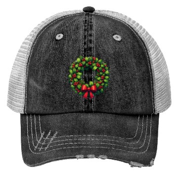 Discover Festive Foliage: Classic Christmas Wreath Trucker Hats