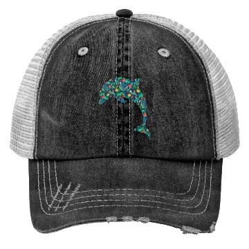 Discover Dolphin Tropical Flower Floral Trucker Hats