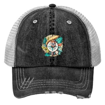 Discover Adventurous Squirrel Compass : Navigating Nature Trucker Hats