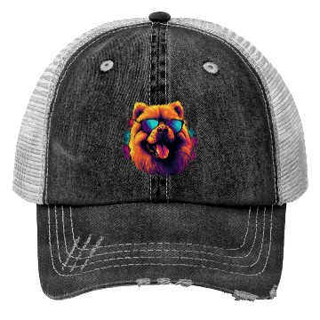 Discover Retro Wave Chow Chow Dog Trucker Hats