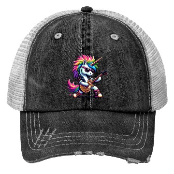 Discover Pixel Punk Rock Unicorn Trucker Hats