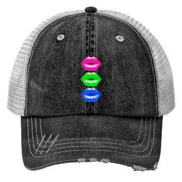Discover 3 Kissing Lips Neon Colors Trucker Hats