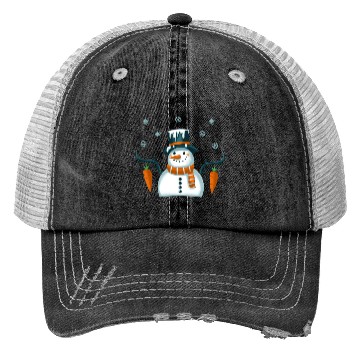 Discover New Year's snowman with snowflakes Trucker Hats