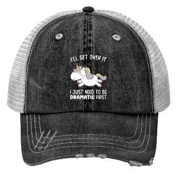 Discover I Just Need To Be Dramatic Lazy Unicorn Trucker Hats