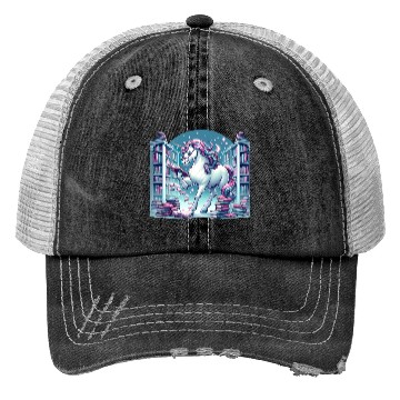 Discover Unicorn Librarian in Enchanted Library Trucker Hats
