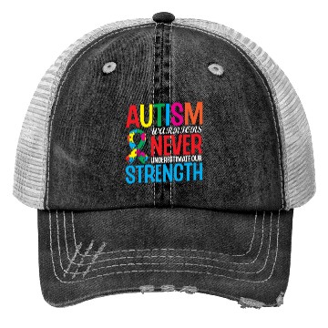 Discover Autism Warriors Never Underestimate Our Strength Trucker Hats
