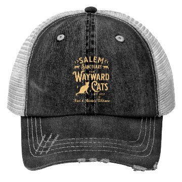 Discover Salem Sanctuary for Wayward Cats Black Trucker Hats