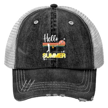 Discover Hello SUMMER Retro Summer Vacation Golf Lover Gift Trucker Hats