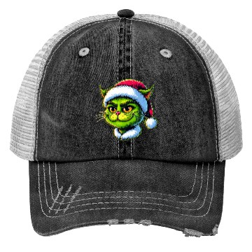 Discover Cute Cat as Santa on Christmas Trucker Hats