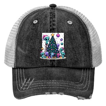 Discover Aliens decorate Christmas tree Trucker Hats