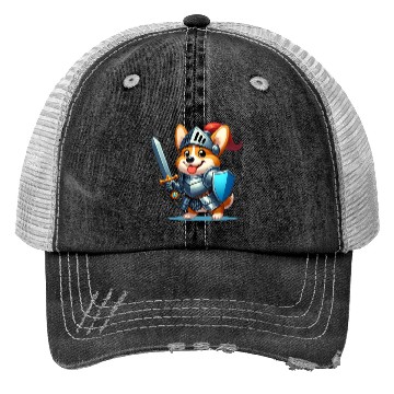 Discover Corgi in knight armor Trucker Hats