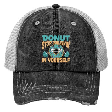 Discover Fitness Donut Funny Donut Gym Trucker Hats