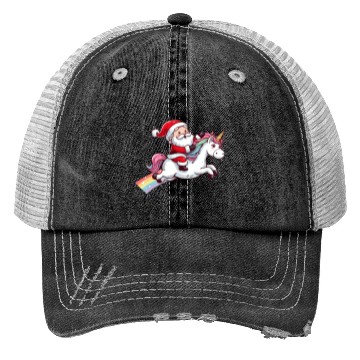 Discover Santa Riding Unicorn Trucker Hats