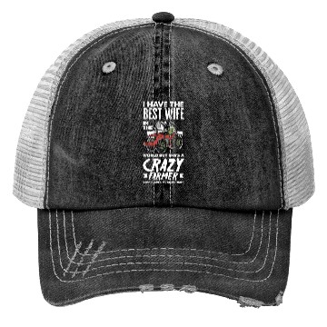 Discover Crazy Farmer Wife Husband Funny Farmer Gift Trucker Hats