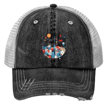Discover Abstract city Trucker Hats