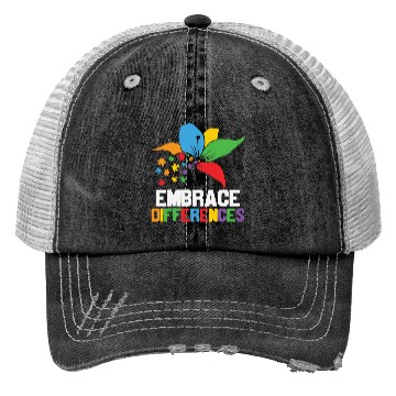 Discover Embrace Differences Autism Flower 2 Trucker Hats