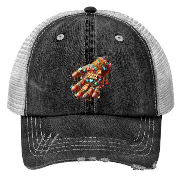 Discover Hand with HAPPY XMAS text Trucker Hats