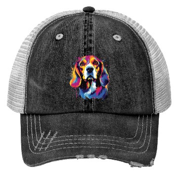 Discover Watercolor Colorful Beagle Trucker Hats