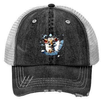 Discover 3D Peeking Santas Reindeer Trucker Hats