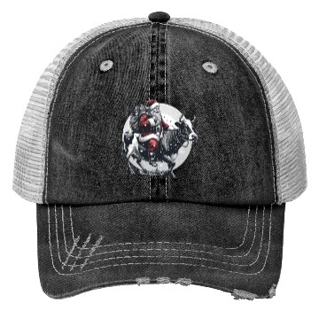 Discover Santa Claus on Cow for Christmas farm Trucker Hats