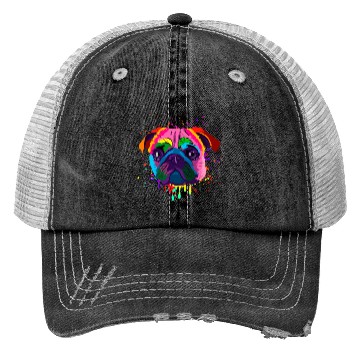 Discover Colorful Pug Head Trucker Hats