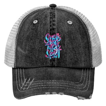 Discover Vibrant Neon Smile Typography Trucker Hats